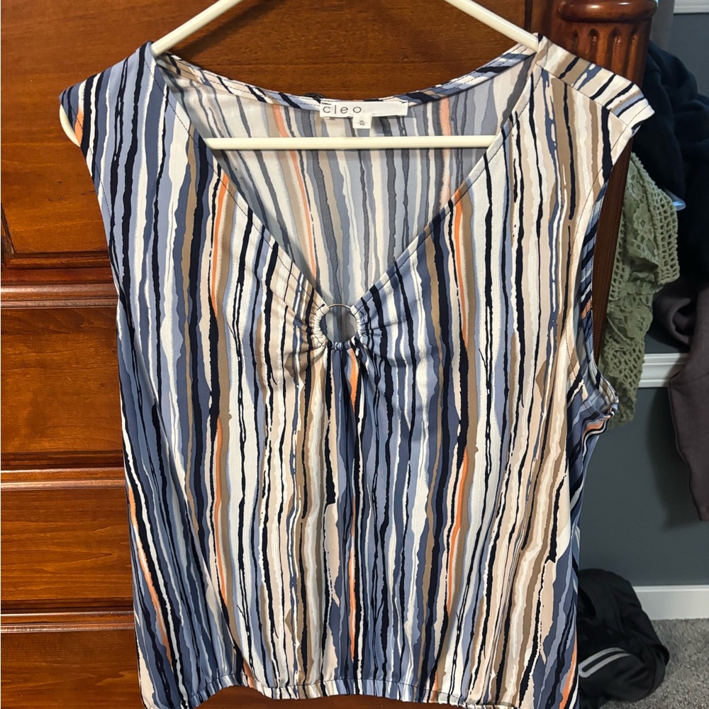 Cleo Women's V-Neck Striped Blouse -